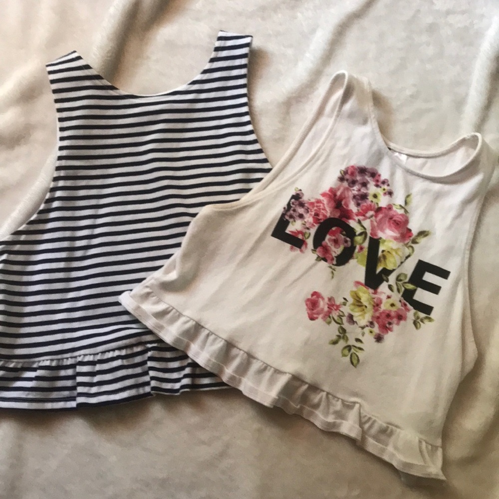 LOVE floral cropped muscle tank